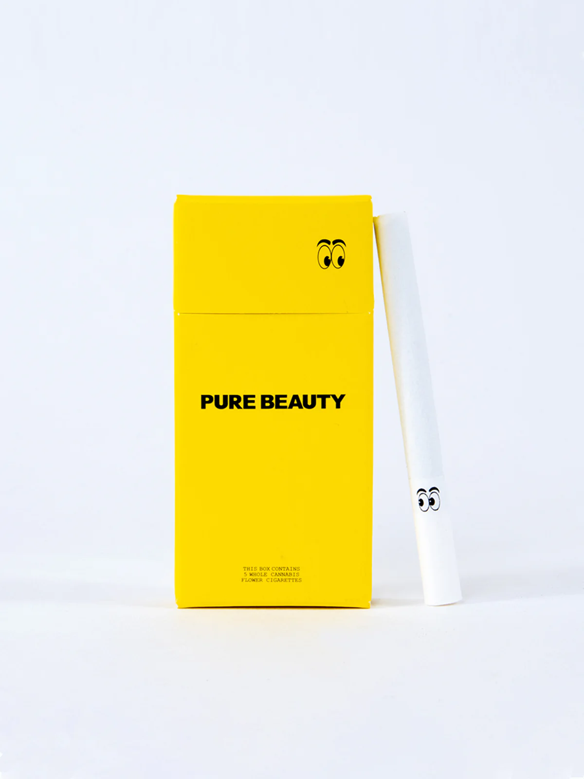 Pure Beauty Sativa Cigs in a yellow container 